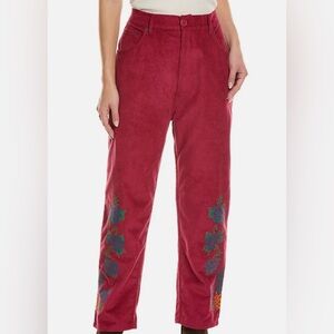 Farm Rio Embroidered Corduroy Pant NWT Size XS
